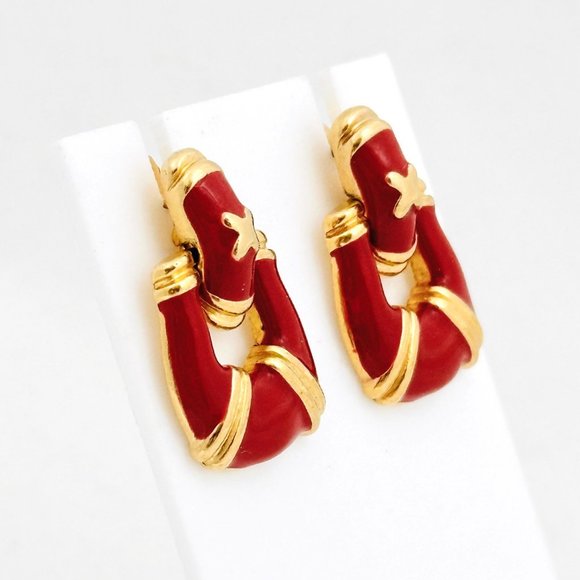 Vintage Avon Classic Door Knocker Earrings - Signed - Picture 3 of 6